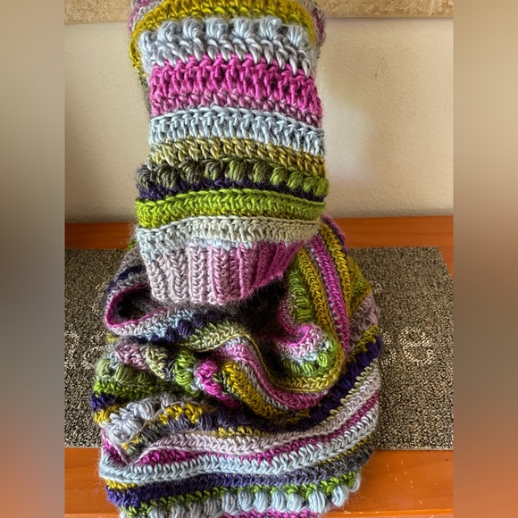 Colorful Striped Crochet Slouch Hat and Scarf Set - Picture 2 of 2